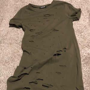 Green fashion nova ripped dress